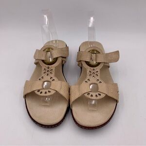 Trotters‎ Sandals Tan Beige Women 8.5W Wide Comfort Adjustable Straps EUC